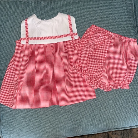 C. I. Castro and company red check sailor dress and bloomers set 3 Months - Picture 4 of 5